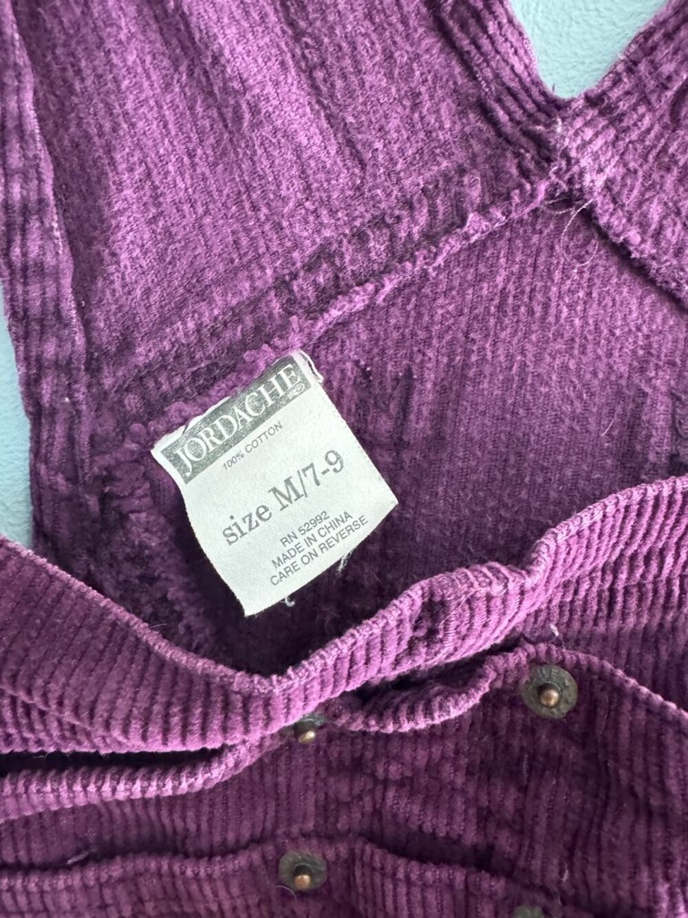 Vintage Jordache Overalls Woman Size M Purple Corduroy Carpenter Pants Bibs - Picture 3 of 6